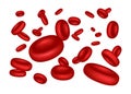 Vector illustration of flowing erythrocytes red blood cells on white background Royalty Free Stock Photo